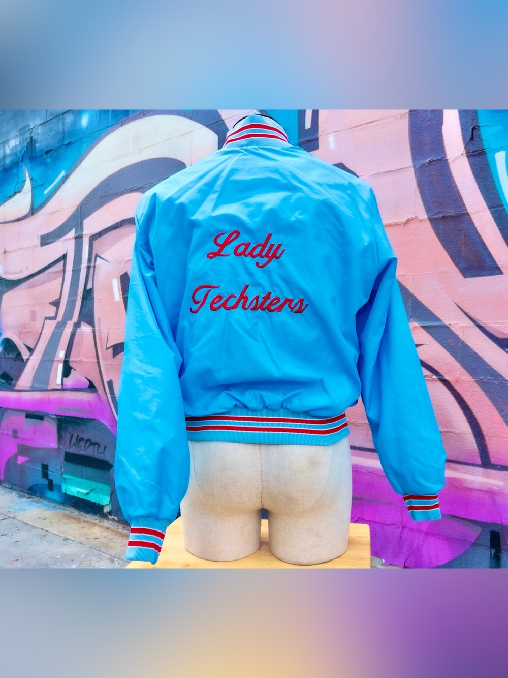 LADY TECHSTERS (Louisiana Tech) Vintage Bomber Jacket size Large | Blue/Red